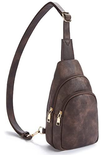 Sling Bag Brusttasche, Crossbody Umhängetasche Pu Leder Sport Umhängetasche Small Fanny Pack Damen Braun von Only-bags.store