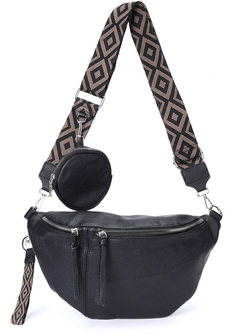 Umhängetasche, 3-in-1-umhängetasche, Gürteltasche Mit Reißverschluss Und Verstellbarem Breiten Riemen Herren Schwarz von Only-bags.store