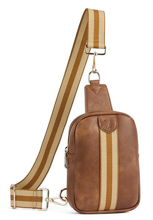 Umhängetasche, Brusttasche, Umhängetasche, Kleine Umhängetasche, -gürteltasche, Pu-leder-umhängetasche Mit Bunt Gewebtem Schultergurt Herren Braun von Only-bags.store