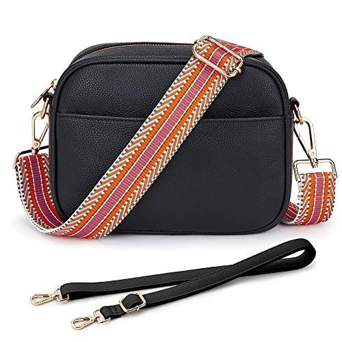 Umhängetasche, Stilvolle Vegan Leder Breiten Riemen Crossbody Umhängetasche Mit 2 Verstellbaren Herren Schwarz von Only-bags.store