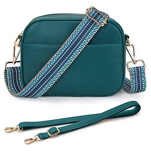 Umhängetasche, Stylisch Veganem Leder Breiter Gurt Crossbody Schultertasch Mit 2 Verstellbaren Herren Rasengrün von Only-bags.store