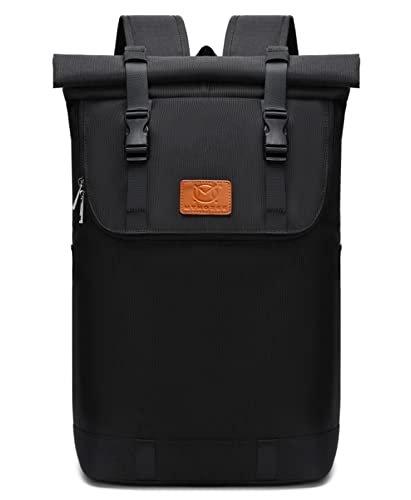 Wasserabweisend Laptop Rucksack, Diebstahlschutz Roll Top Rucksäcke Daypacks, Schulrucksack Herren Schwarz ONE SIZE von Only-bags.store