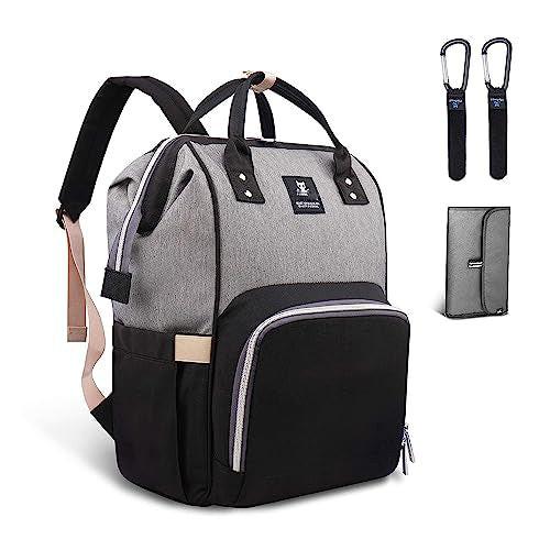 Wickeltasche Rucksack Wasserdichte Reise-baby-tasche, Stilvolle Große Kapazität Baby Wickeln Rucksack Mit Wickelauflage Und Kinderwagen-haken Unisex Schwarz ONE SIZE von Only-bags.store