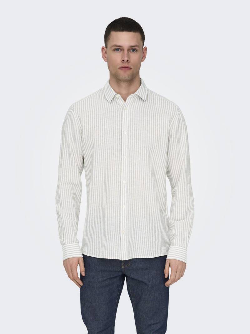 ONLY & SONS Kurzarmhemd »ONSCAIDEN LS STRIPE LINEN SHIRT 660 NOOS« von Only & Sons