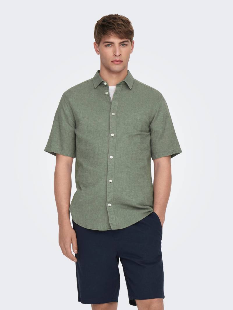 ONLY & SONS Kurzarmhemd »ONSCAIDEN SS SOLID LINEN SHIRT NOOS« von Only & Sons