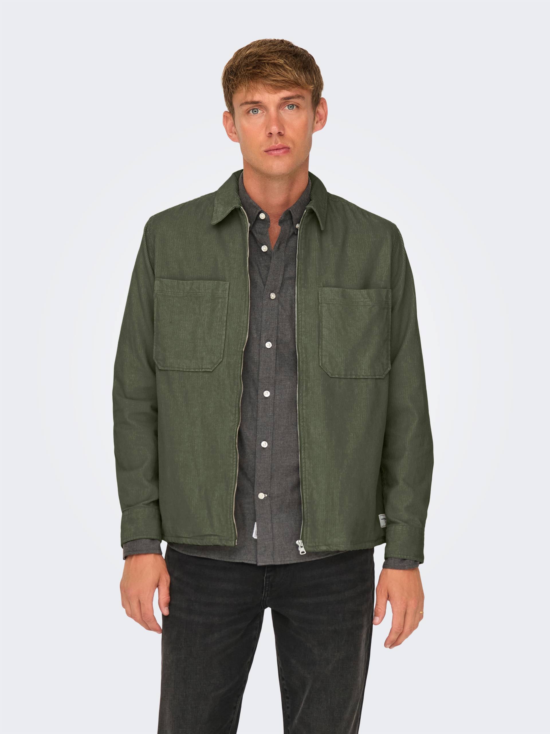 ONLY & SONS Langarmhemd »ONSALP 14W RLX 2PKT WASHD CORD LS ZIP« von Only & Sons