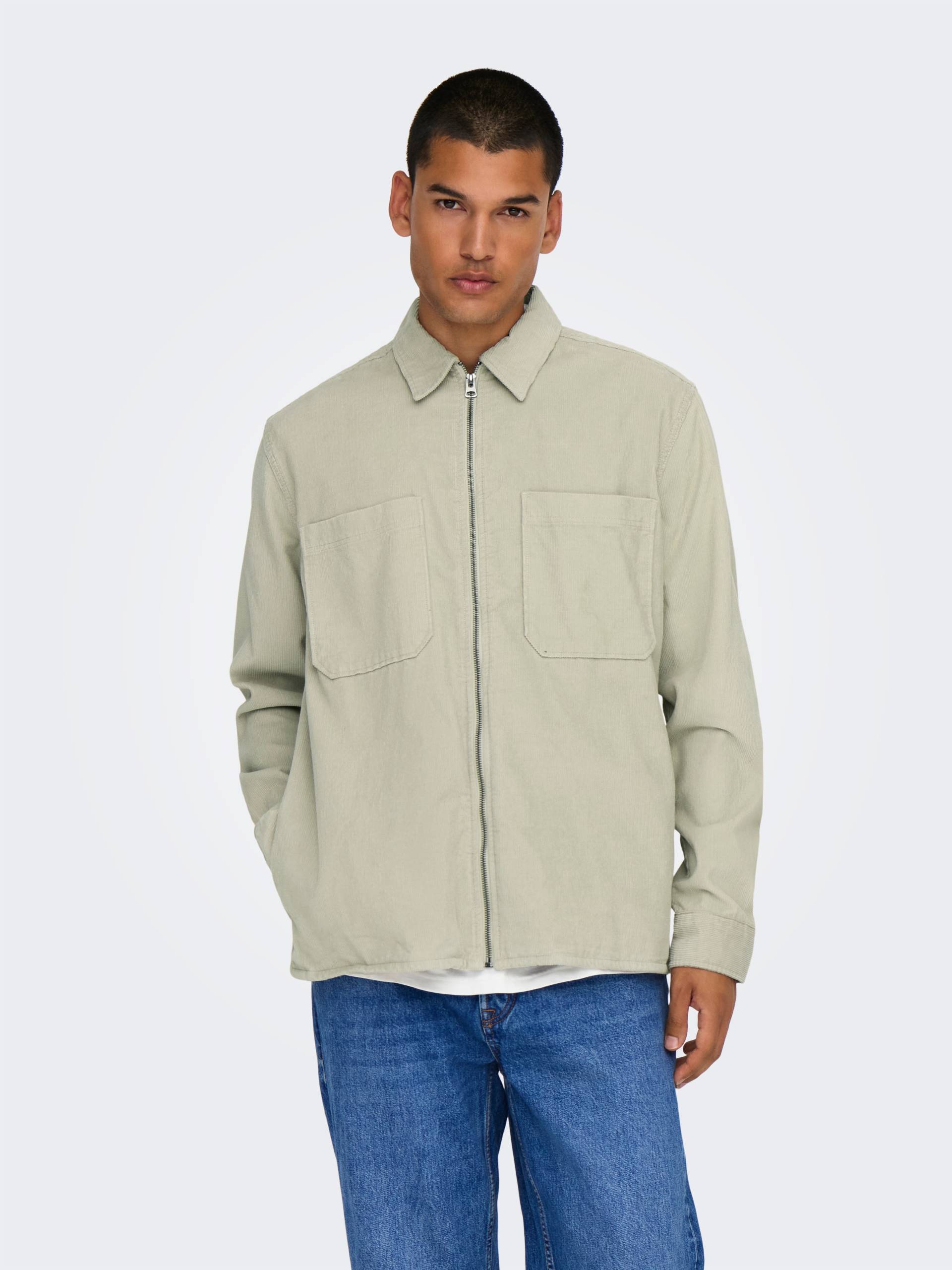 ONLY & SONS Langarmhemd »ONSALP 14W RLX 2PKT WASHD CORD LS ZIP« von Only & Sons