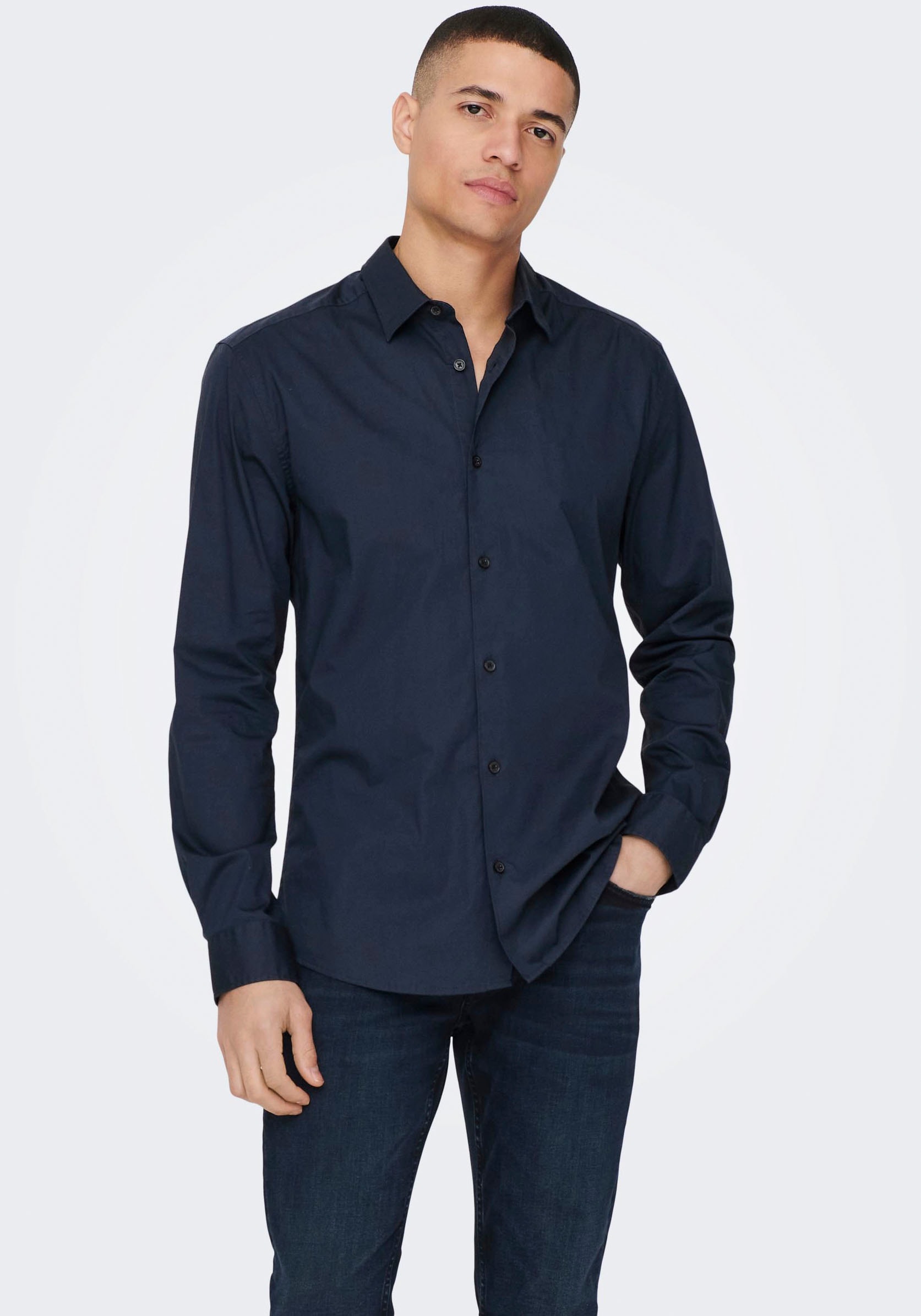 ONLY & SONS Langarmhemd »ONSANDY SLIM EASY IRON POPLIN SHIRT« von Only & Sons