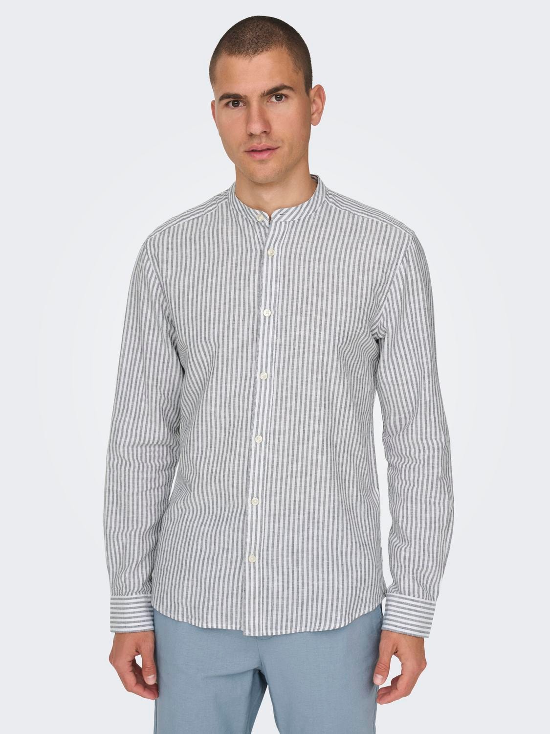 ONLY & SONS Langarmhemd »ONSCAIDEN LS MAO STRIPE LINEN SHIRT NOOS« ONLY & SONS Langarmhemd »ONSCAIDEN LS MAO STRIPE LINEN SHIRT NOOS« von Only & Sons
