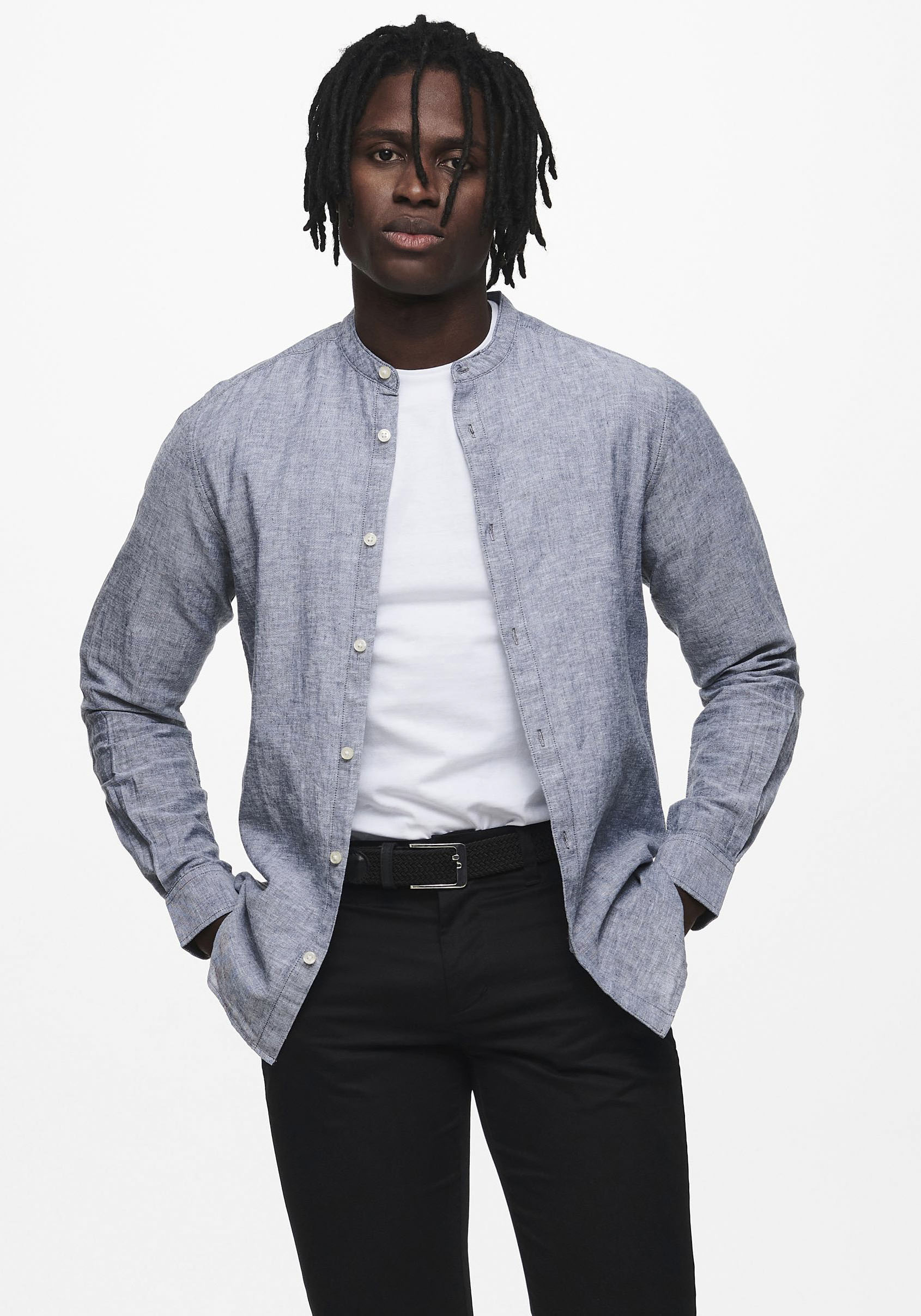 ONLY & SONS Langarmhemd »ONSCAIDEN LS SOLID LINEN MAO SHIRT NOOS« von Only & Sons