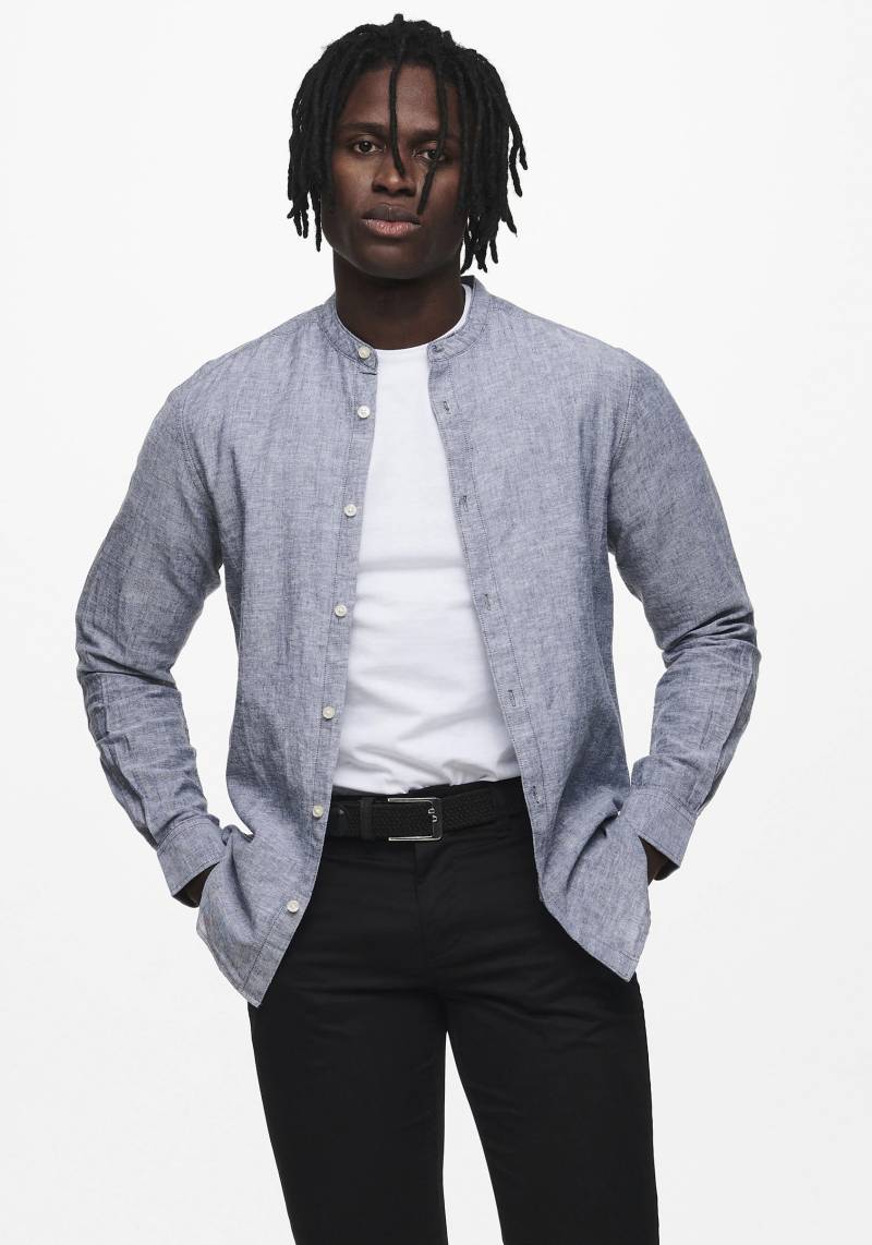 ONLY & SONS Langarmhemd »ONSCAIDEN LS SOLID LINEN MAO SHIRT NOOS« von Only & Sons