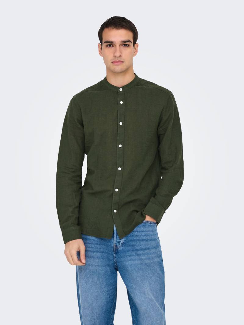 ONLY & SONS Langarmhemd »ONSCAIDEN LS SOLID LINEN MAO SHIRT NOOS« von Only & Sons