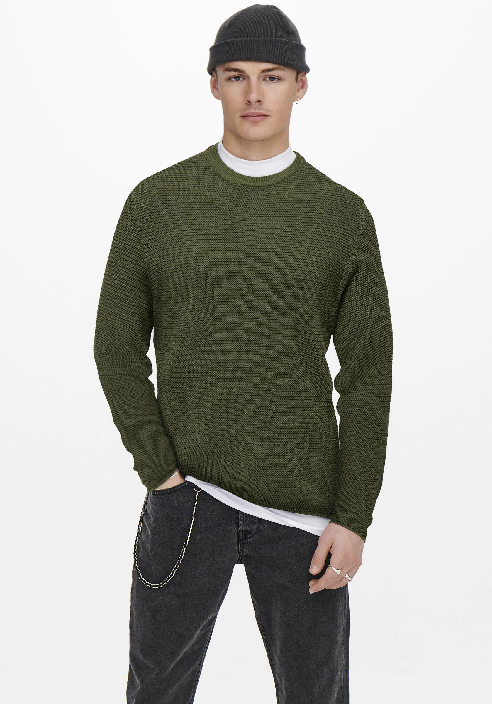 ONLY & SONS Rundhalspullover »ONSNIGUEL 12 STRIPE CREW KNIT« von Only & Sons