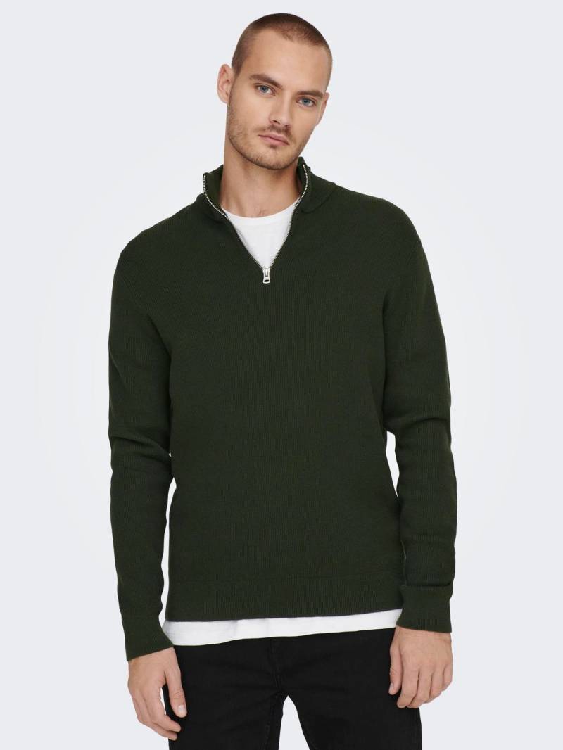 ONLY & SONS Strickpullover »ONSPHIL REG 12 STRUC HALF ZIP KNIT NOOS« von Only & Sons