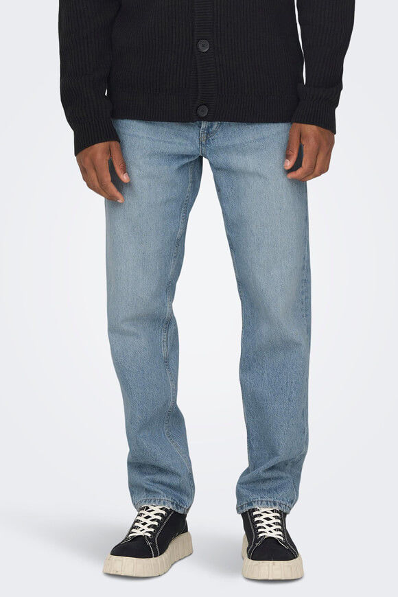 Only & Sons Edge Straight Loose Fit Jeans L32 | Light Blue Denim | Herren  | 28/32 von Only & Sons