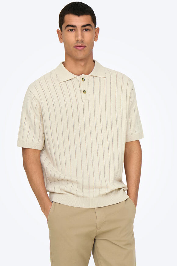 Only & Sons ONSKENT Strick Poloshirt | Silver Lining | Herren  | L von Only & Sons
