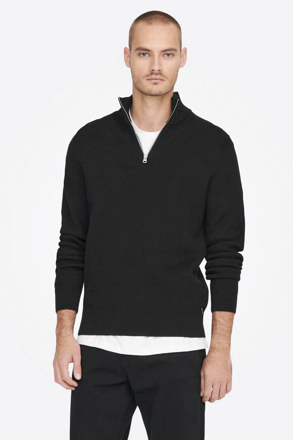 Only & Sons Phil Gerippter Strickpullover | Black | Herren  | XS von Only & Sons