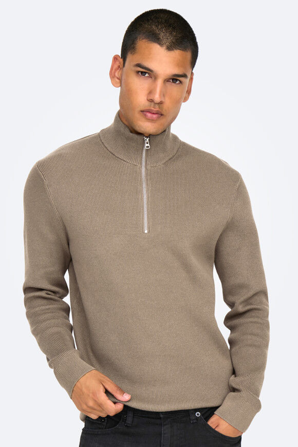 Only & Sons Phil Gerippter Strickpullover | Desert Taupe | Herren  | L von Only & Sons