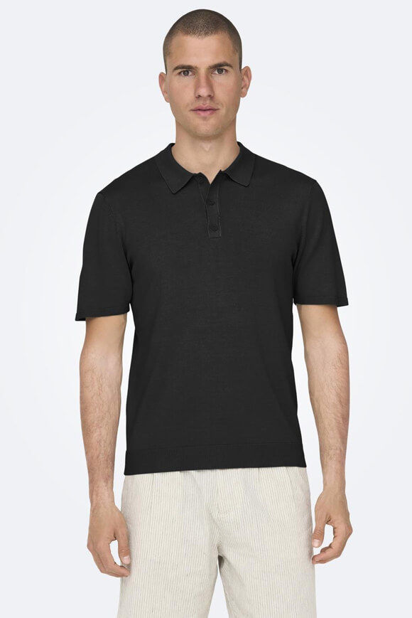 Only & Sons Wyler Strick Poloshirt | Black | Herren  | L von Only & Sons