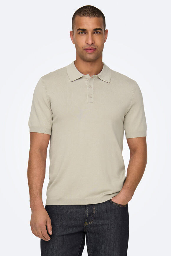 Only & Sons Wyler Strick Poloshirt | Silver Lining | Herren  | L von Only & Sons