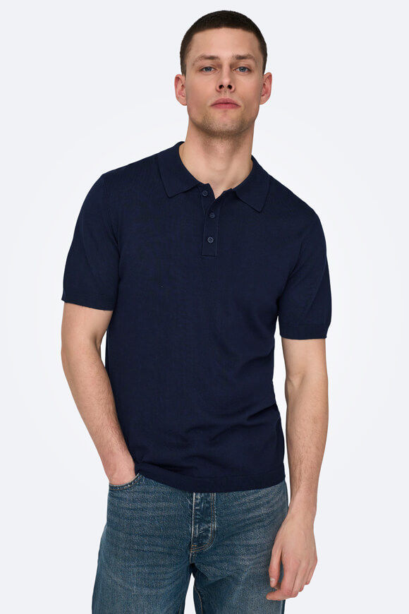 Only & Sons Wyler Strick Poloshirt | Dark Navy | Herren  | L von Only & Sons