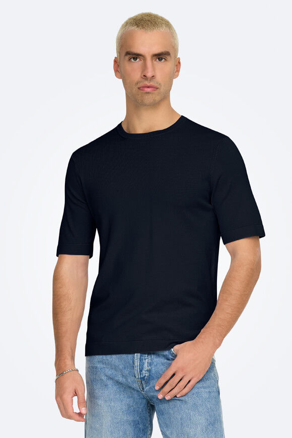 Only & Sons Wyler Strick T-Shirt | Dark Navy | Herren  | L von Only & Sons