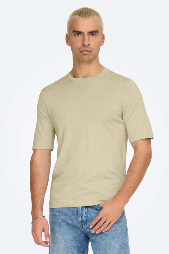 Only & Sons Wyler Strick T-Shirt | Silver Lining | Herren  | L von Only & Sons