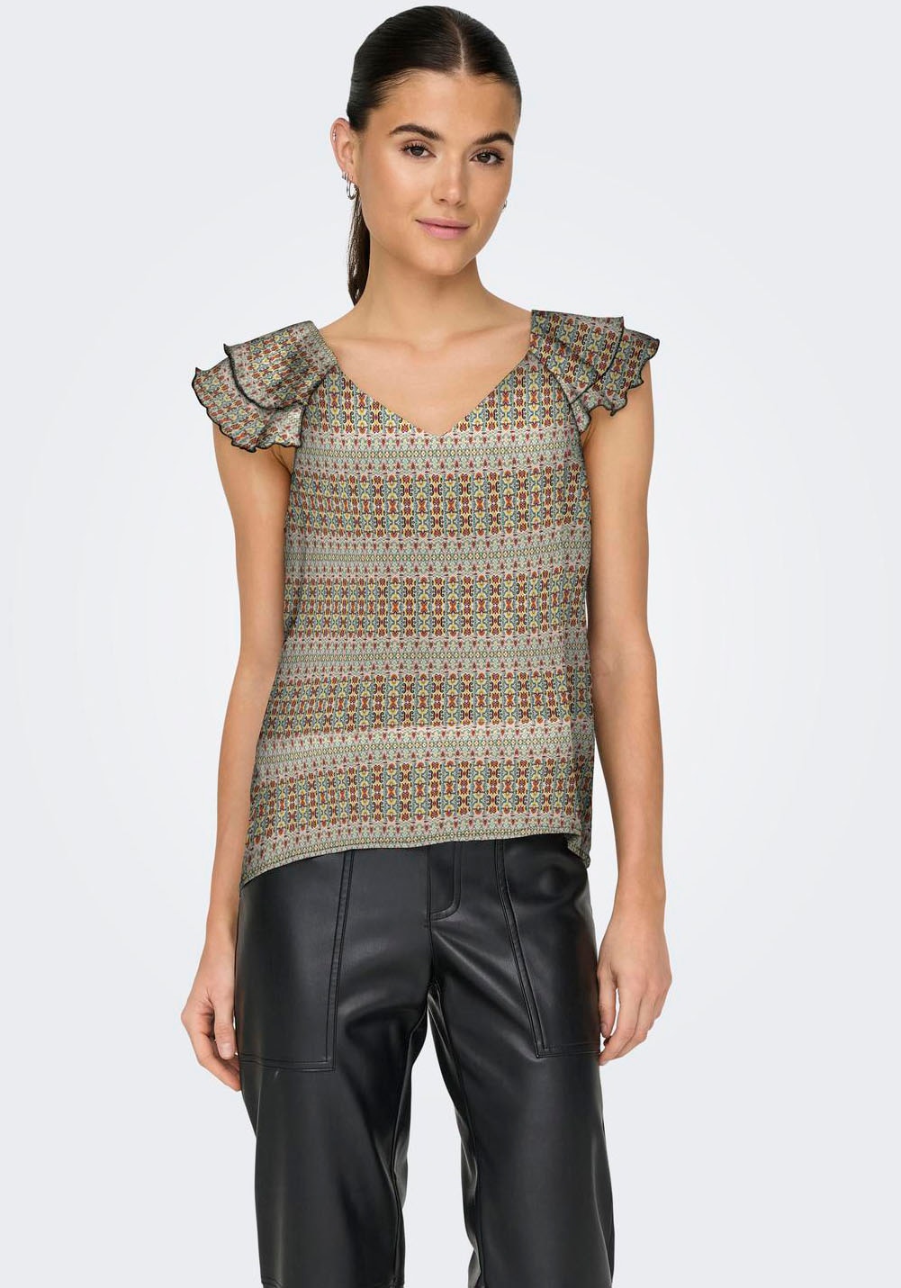 ONLY Blusenshirt »ONLASTA LIFE CAPSLEEVE V-NECK TOP PTM« ONLY Blusenshirt »ONLASTA LIFE CAPSLEEVE V-NECK TOP PTM« von Only