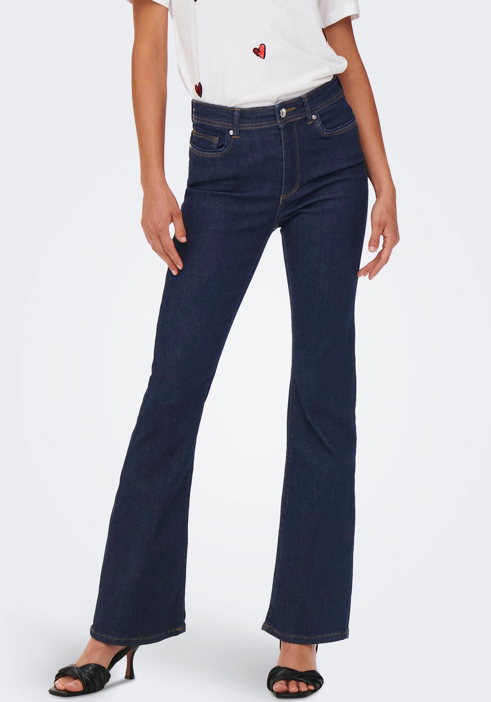 ONLY Bootcut-Jeans »ONLWAUW LIFE HW FLARED RINSE DNM«, mit Stretch ONLY Bootcut-Jeans »ONLWAUW LIFE HW FLARED RINSE DNM«, mit Stretch von Only