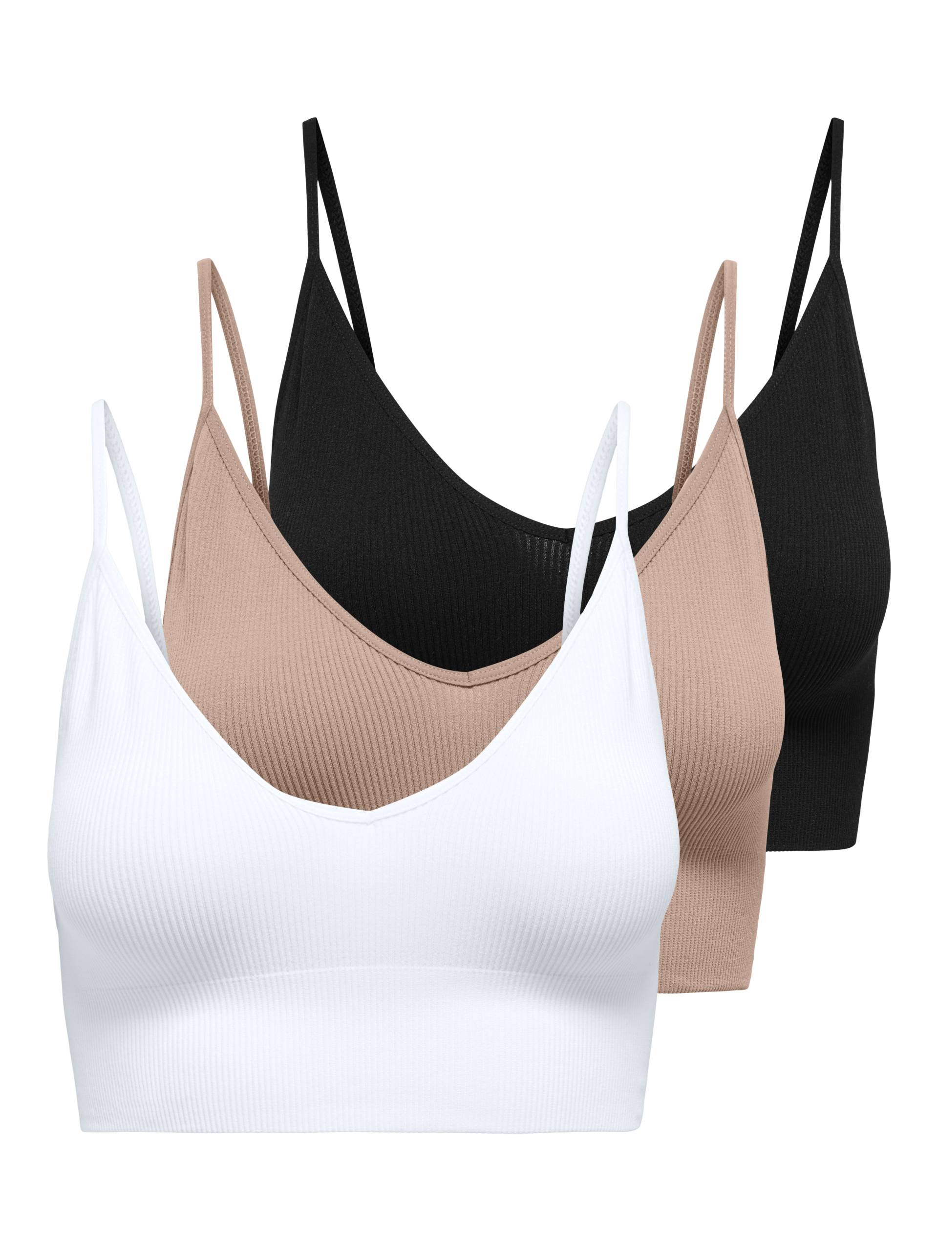 ONLY Bustier »ONLVICKY RIB S-L V-NECK 3-PACK TOP NOOS« von Only