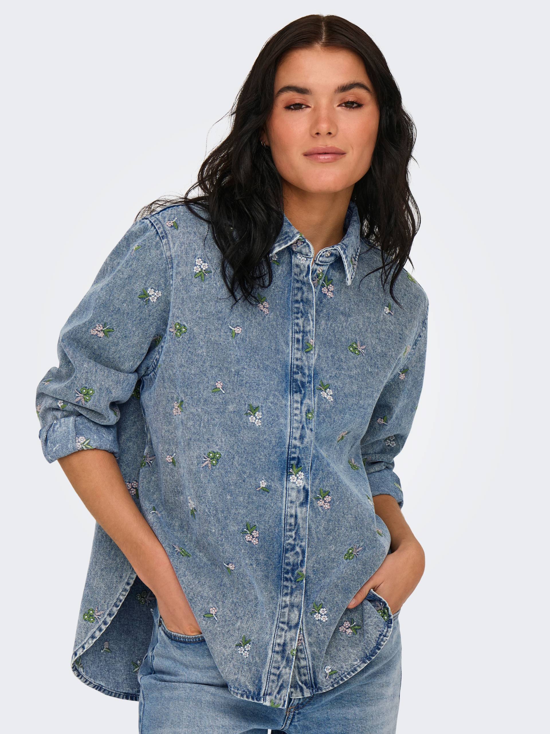 ONLY Jeansbluse »ONLVERA L/S FLOWER EMB SHIRT DNM YOR« ONLY Jeansbluse »ONLVERA L/S FLOWER EMB SHIRT DNM YOR« von Only