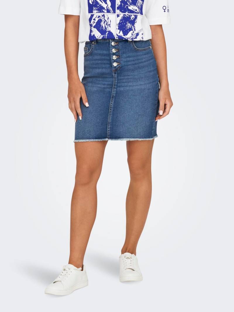 ONLY Jeansrock »ONLHUSH MID WAIST VIS BUT RW SKIRT DNM«, mit ausgefranstem Saum von Only