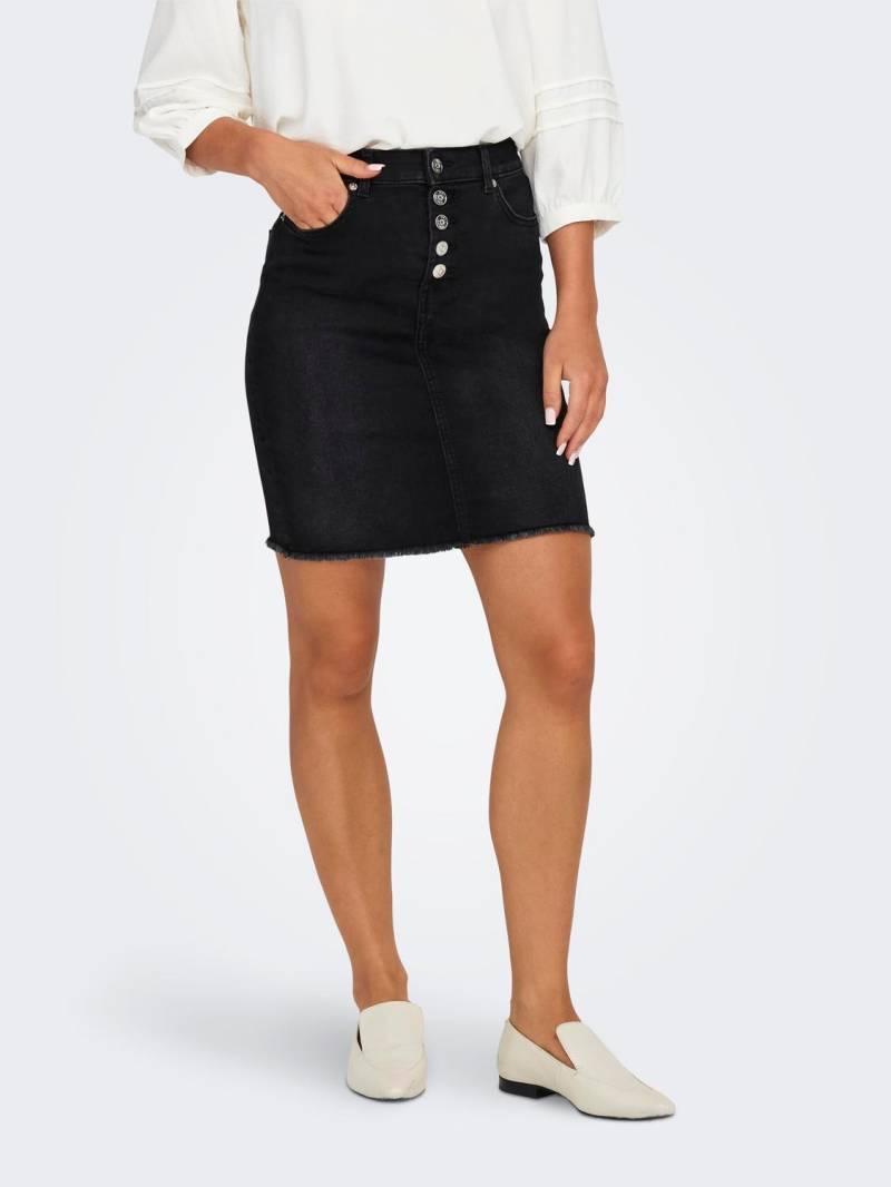 ONLY Jeansrock »ONLHUSH MID WAIST VIS BUT RW SKIRT DNM«, mit ausgefranstem Saum von Only