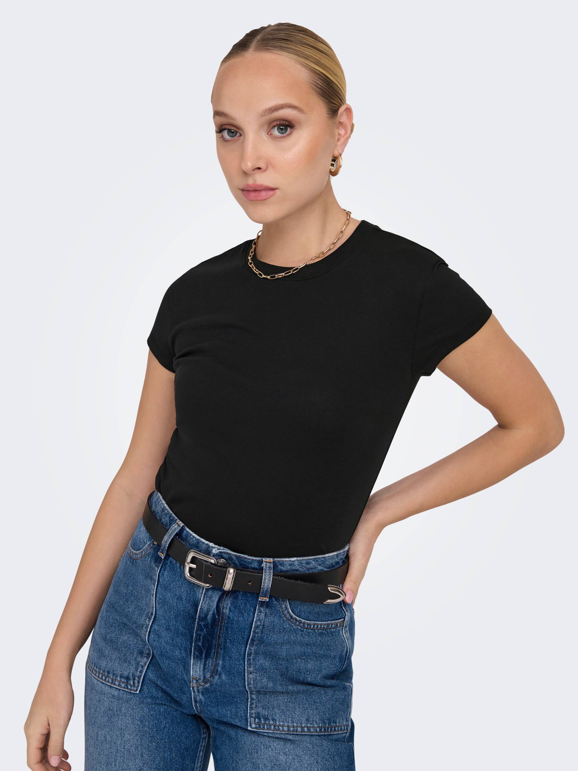 ONLY Kurzarmshirt »ONLELINA S/S O-NECK SHORT TOP JRS NOOS« ONLY Kurzarmshirt »ONLELINA S/S O-NECK SHORT TOP JRS NOOS« von Only