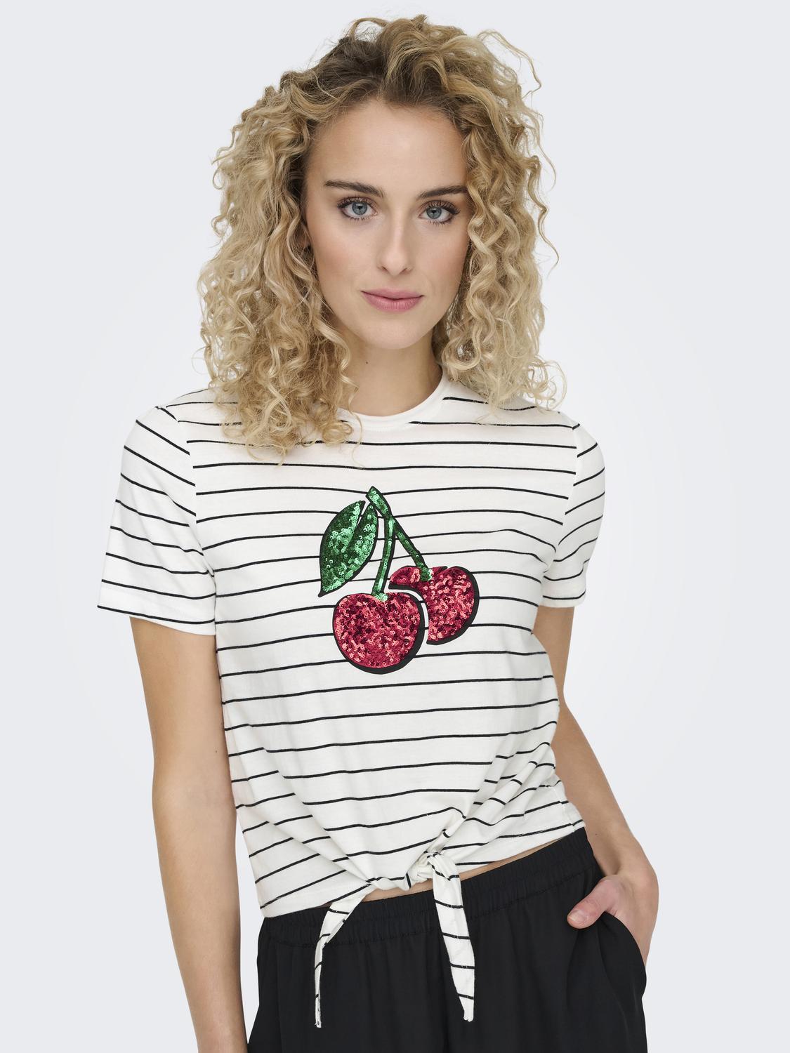 ONLY Kurzarmshirt »ONLKITA LIFE S/S FRUIT KNOT TOP BOX JRS« von Only