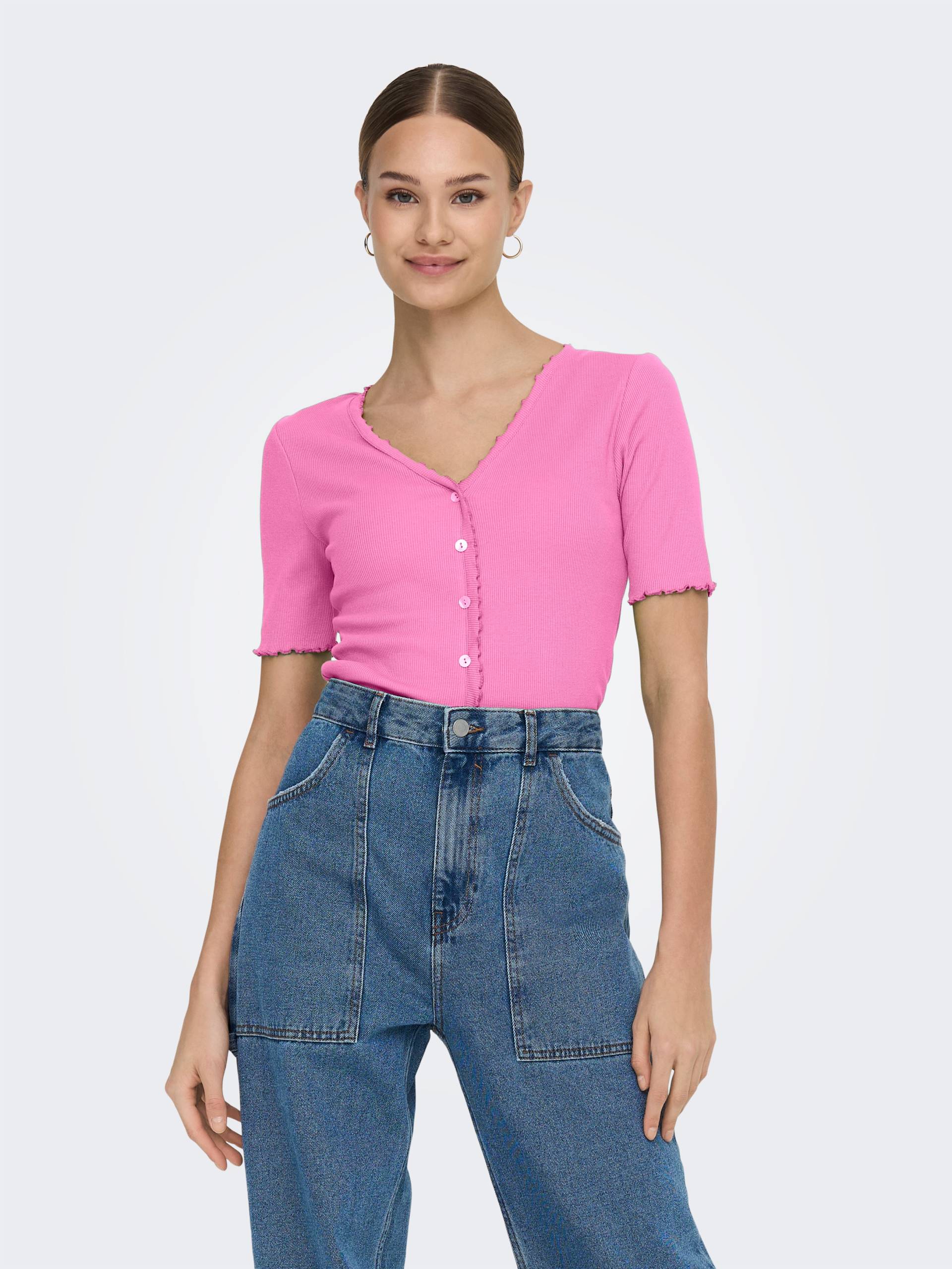 ONLY Kurzarmshirt »ONLLAILA S/S BUTTON TOP JRS« ONLY Kurzarmshirt »ONLLAILA S/S BUTTON TOP JRS« von Only