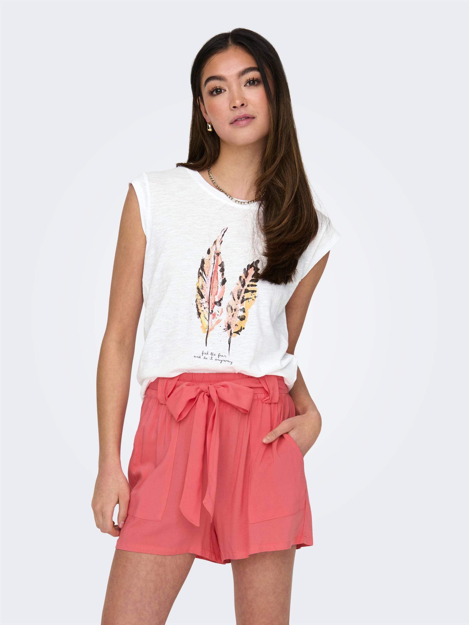 ONLY Kurzarmshirt »FEEL/FEATHERS TOP BOX CS JRS« von Only