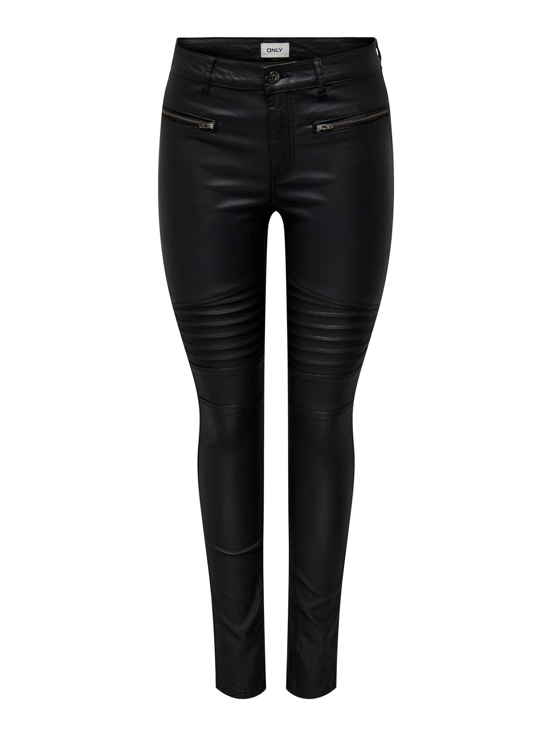 ONLY Lederimitathose »ONLBINY-NYA MW COATED ZIP PANT PNT«, mit Biker Details von Only