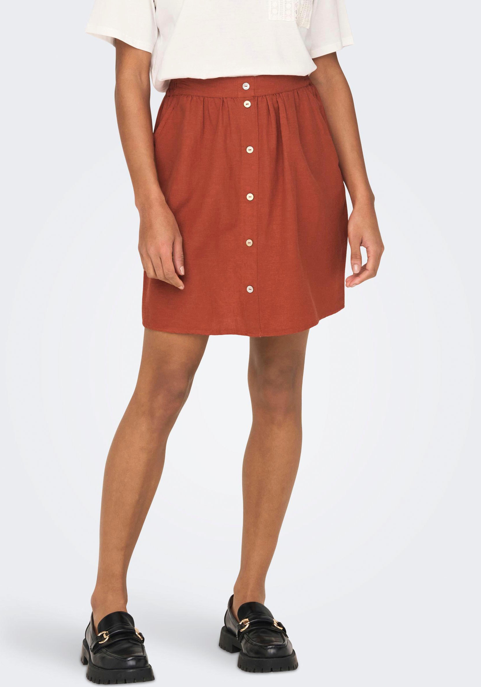 ONLY Minirock »ONLKERRY MW SHORT BUT LINEN BL SKIRT PNT« von Only