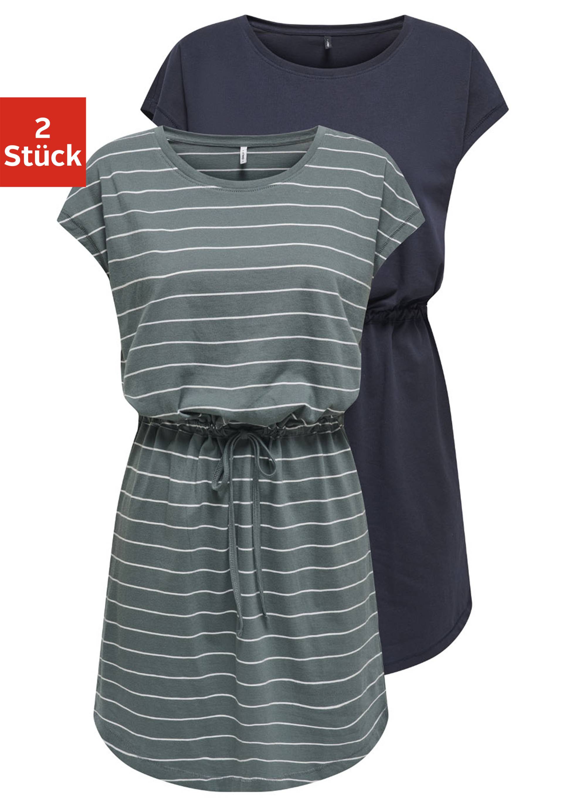 ONLY Shirtkleid »ONLMAY LIFE S/S DRESS 2 PACK CS JRS«, (2er-Pack), flexibel taillierbar für individuelle Passform von Only