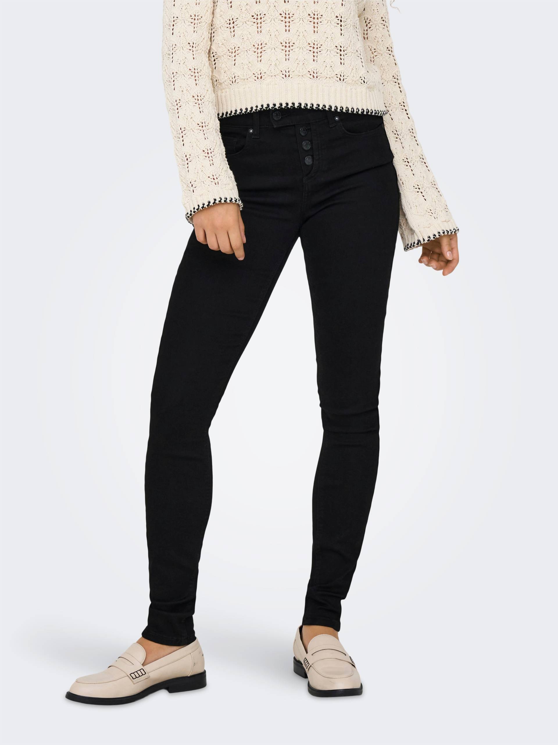 ONLY Skinny-fit-Jeans »ONLWAUW MID WAIST SK VIS BUT DNM« ONLY Skinny-fit-Jeans »ONLWAUW MID WAIST SK VIS BUT DNM« von Only