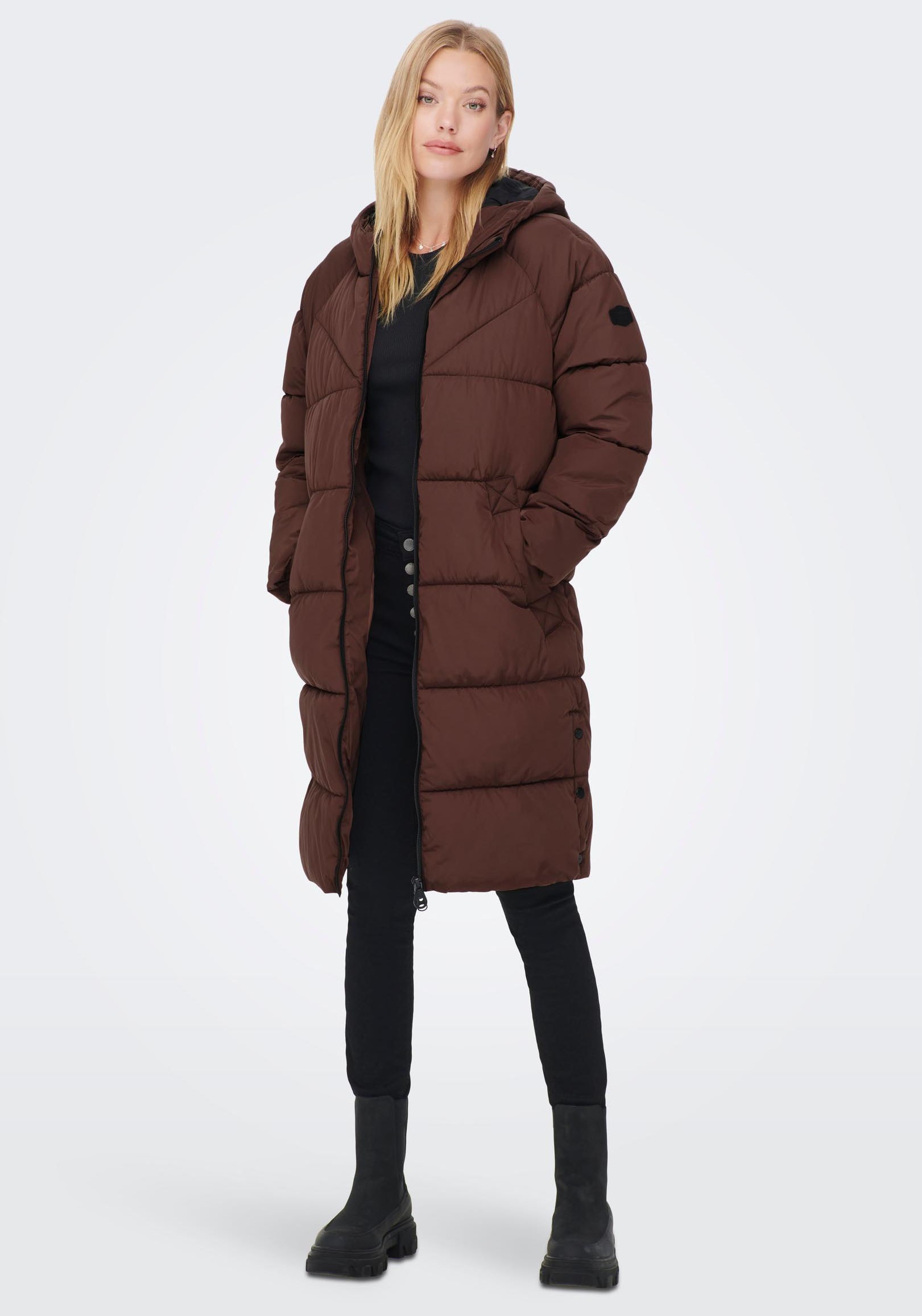 ONLY Steppmantel »ONLAMANDA LONG PUFFER COAT«, mit Kapuze von Only