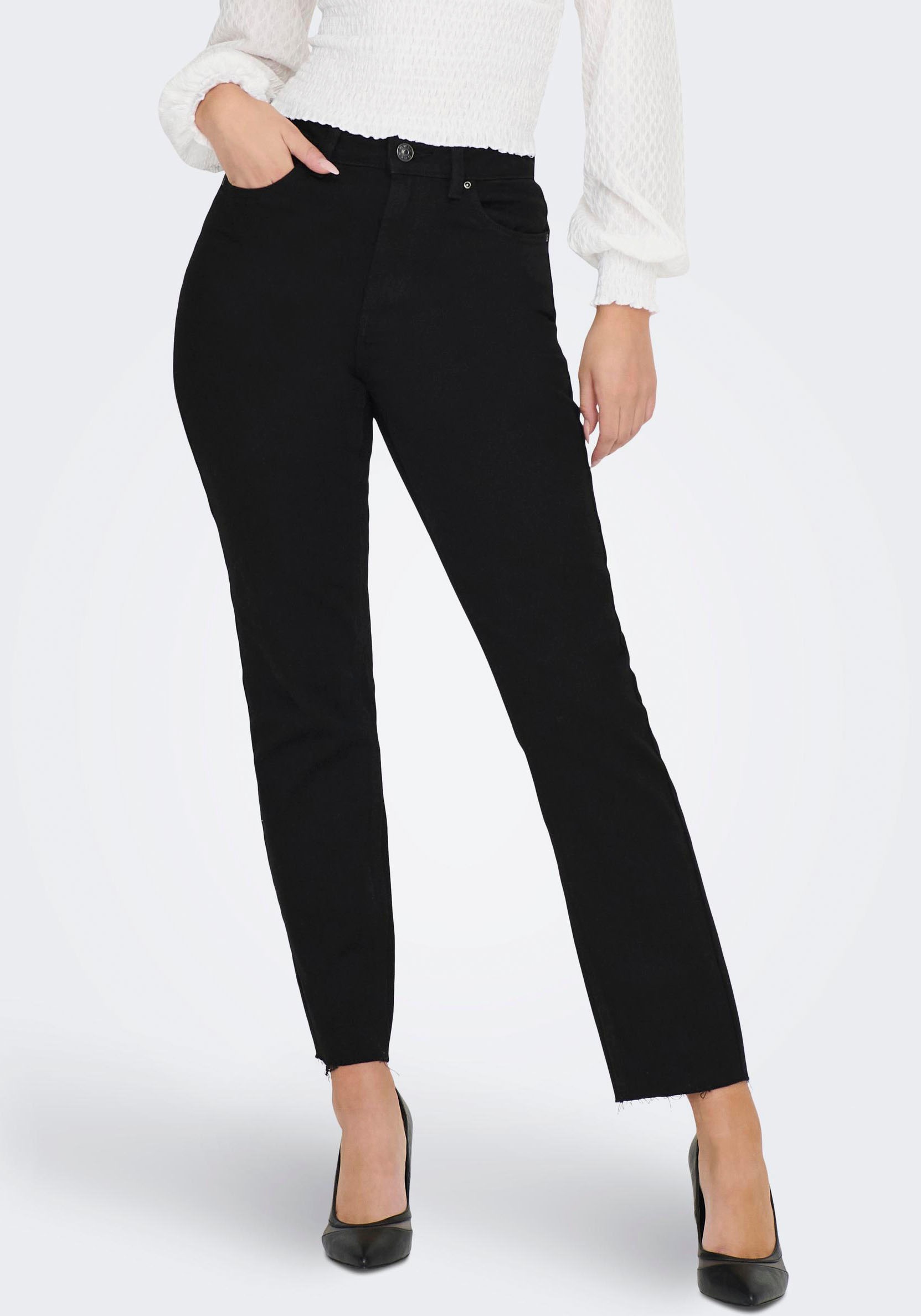 ONLY Straight-Jeans »ONLEMILY HW STR CRP ANK RAW MAE034« ONLY Straight-Jeans »ONLEMILY HW STR CRP ANK RAW MAE034« von Only