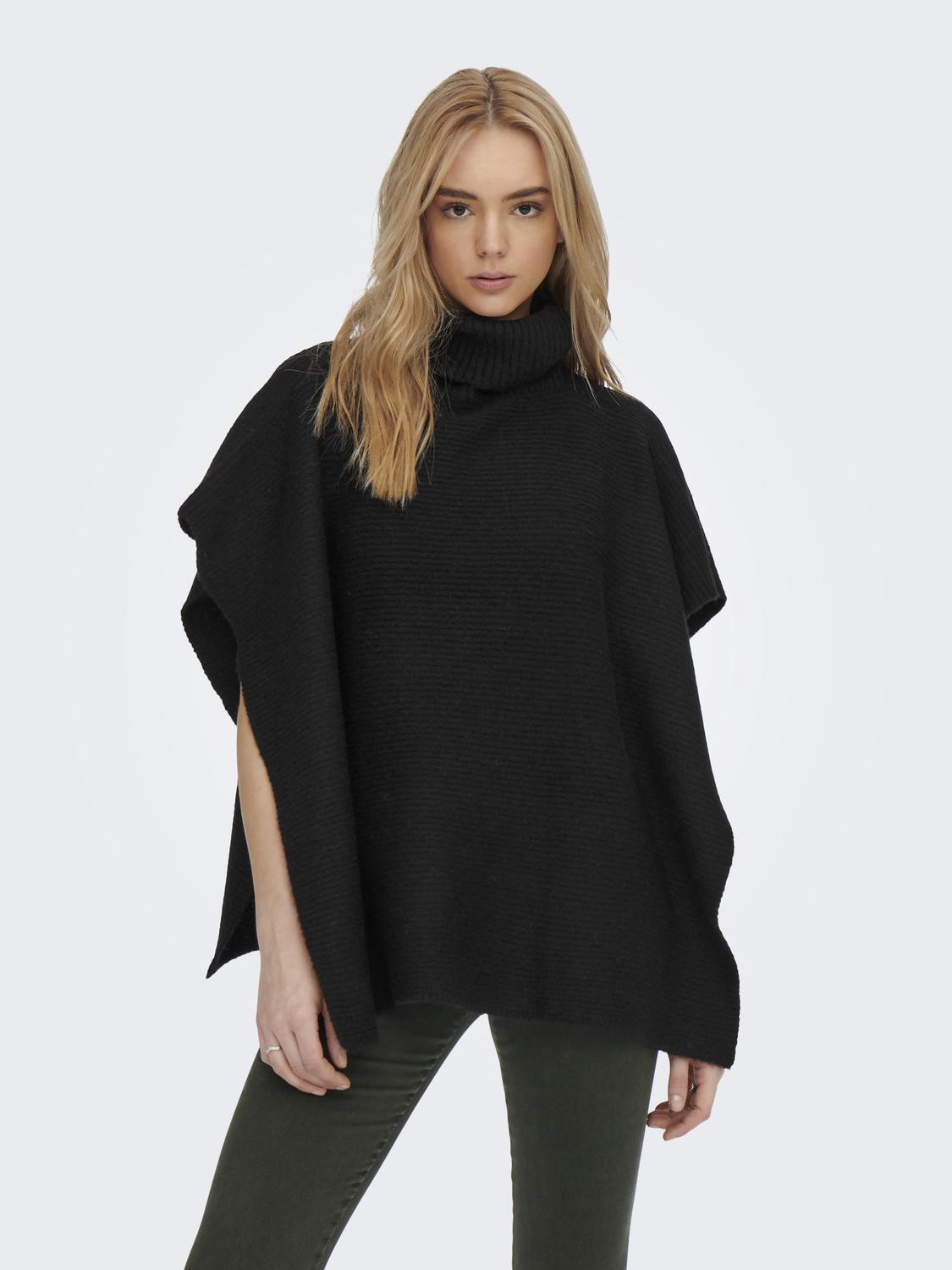 ONLY Strickponcho »ONLLOVISA LIFE KNIT PONCHO ACC«, in Rippstrick Optik mit Rollkragen von Only