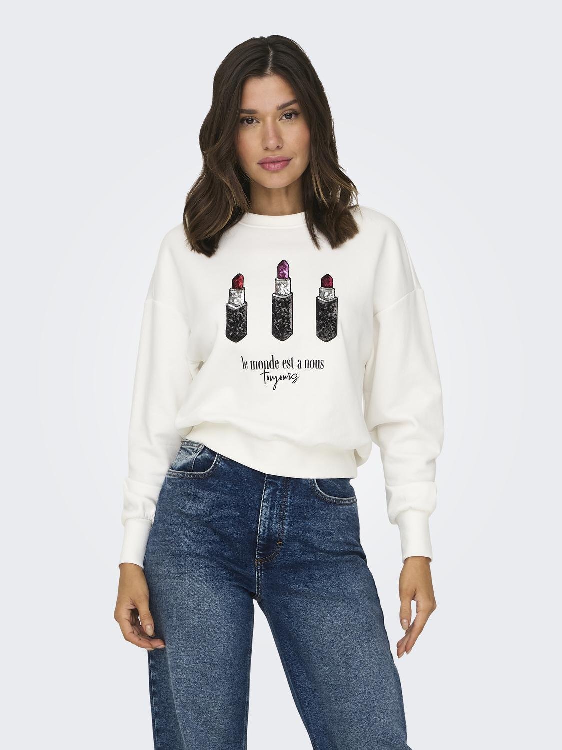 ONLY Sweater »ONLKINJA L/S LIPSTICK O-NECK BOX SWT« von Only