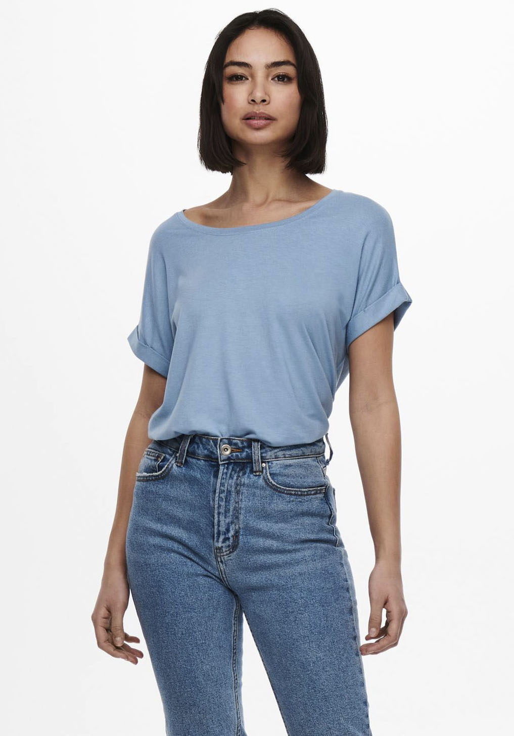 ONLY T-Shirt »ONLMOSTER S/S O-NECK TOP NOOS JRS«, mit Aufschlag am Arm ONLY T-Shirt »ONLMOSTER S/S O-NECK TOP NOOS JRS«, mit Aufschlag am Arm von Only