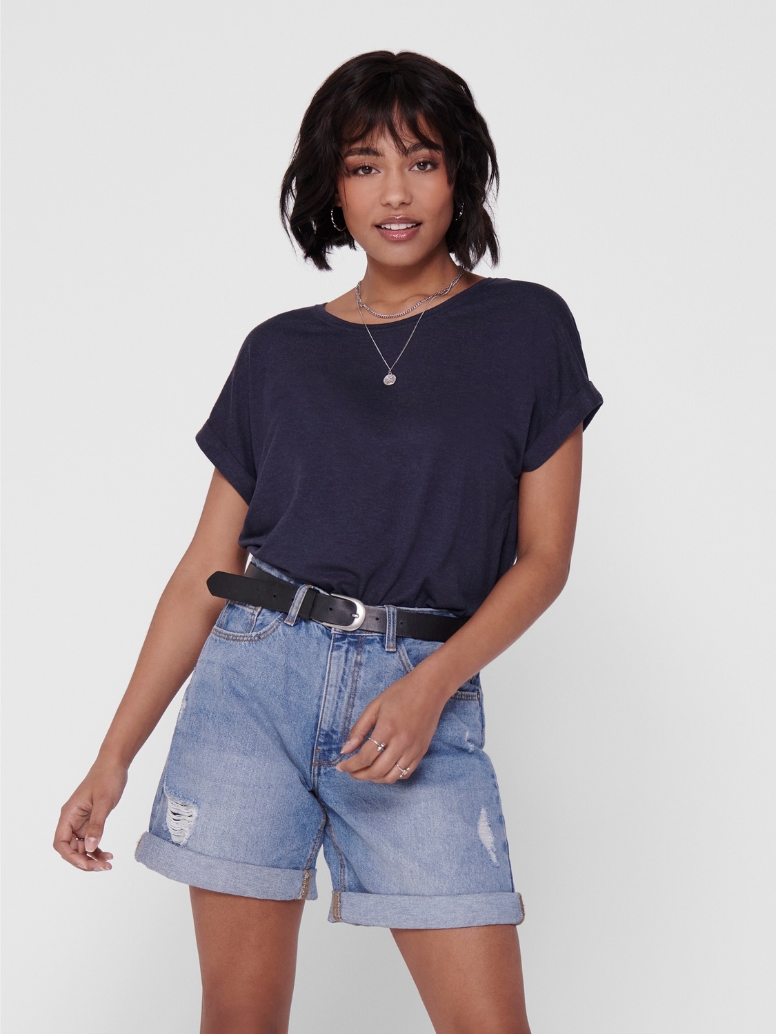 ONLY T-Shirt »ONLMOSTER S/S O-NECK TOP NOOS JRS«, mit Aufschlag am Arm ONLY T-Shirt »ONLMOSTER S/S O-NECK TOP NOOS JRS«, mit Aufschlag am Arm von Only