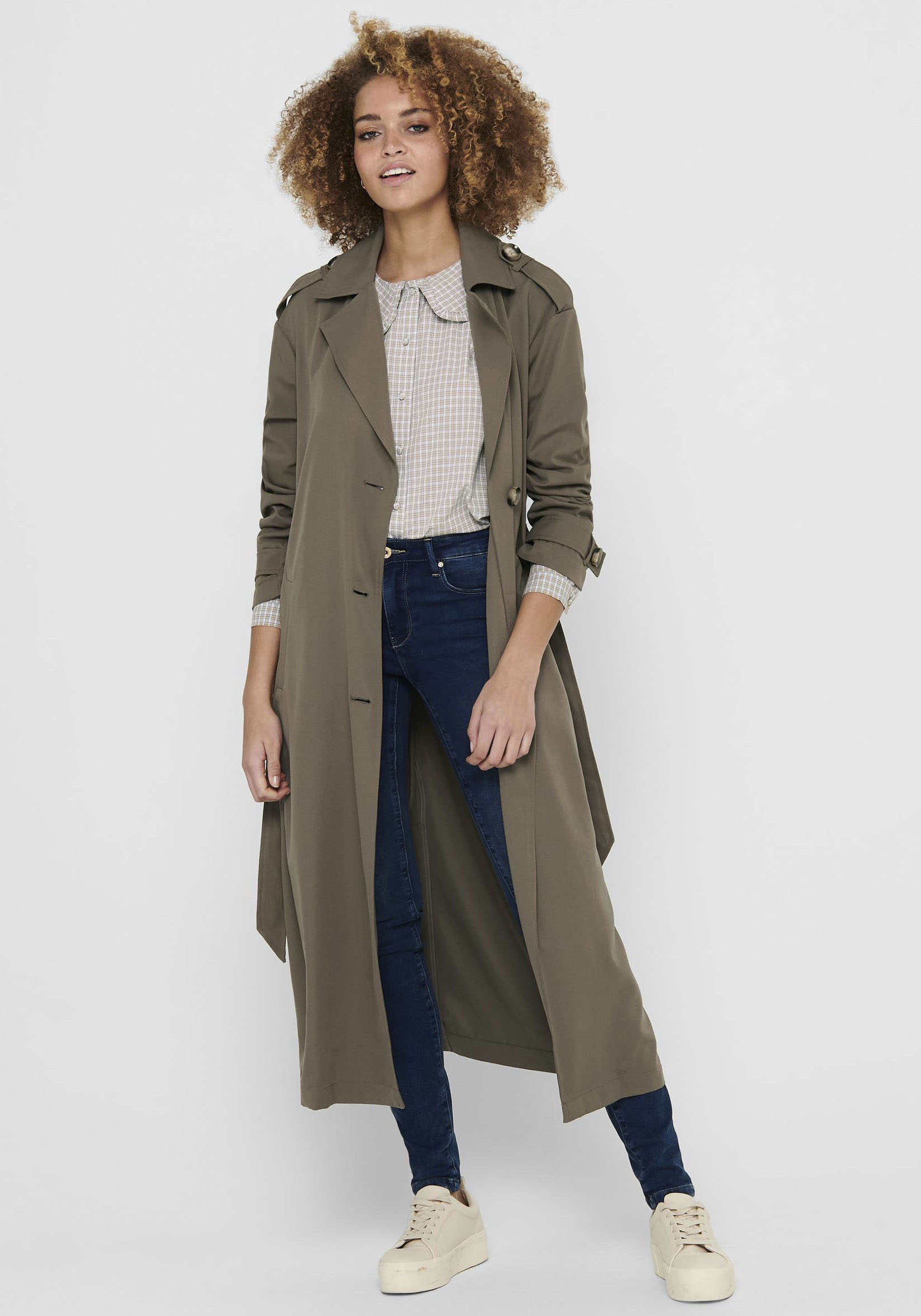 ONLY Trenchcoat »ONLLINE X-LONG TRENCHCOAT OTW NOOS«, mit Bindegürtel an der Taille - 2 Seitentaschen von Only