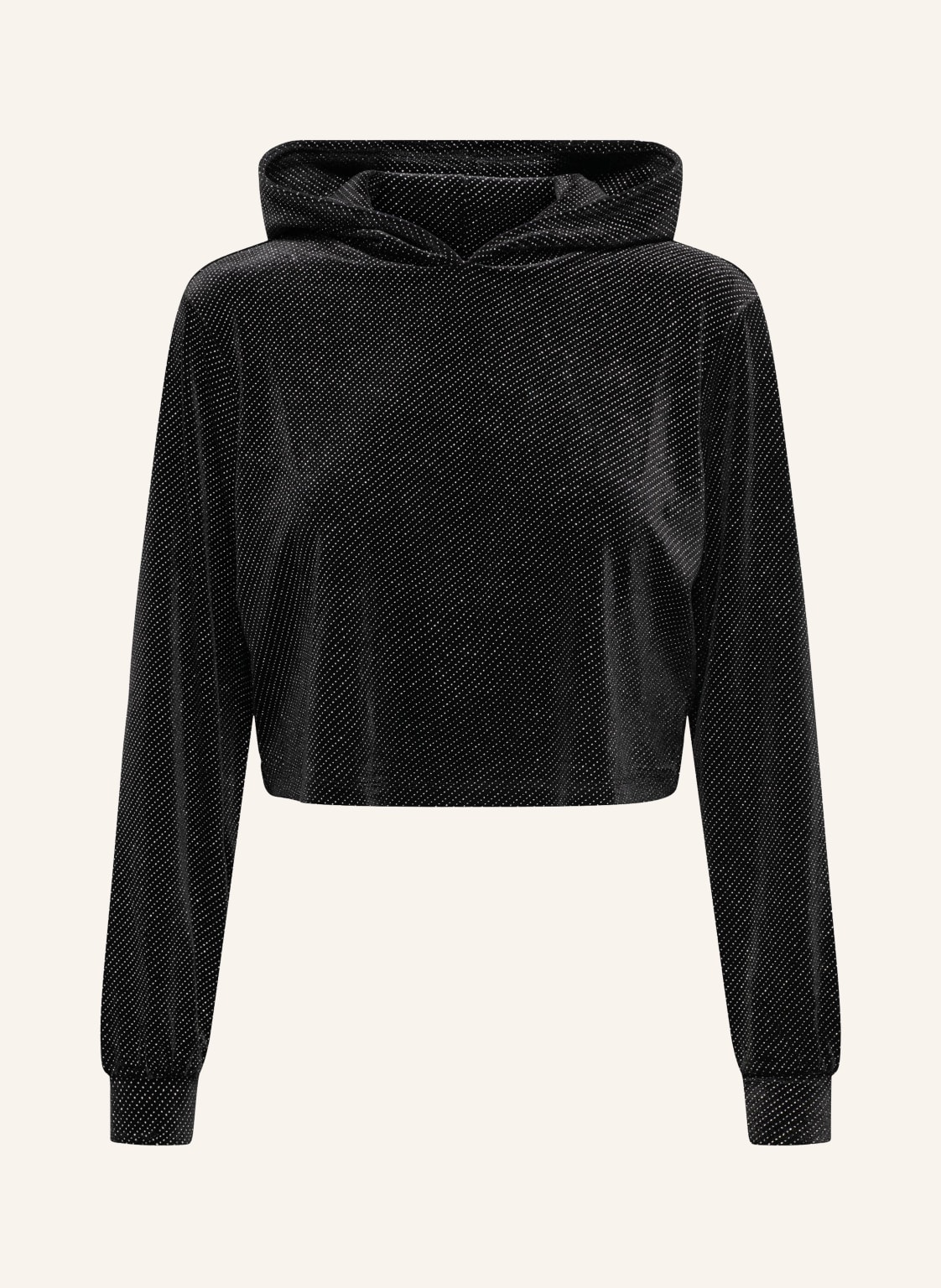 Only Cropped-Hoodie Aus Samt Mit Schmucksteinen schwarz von Only