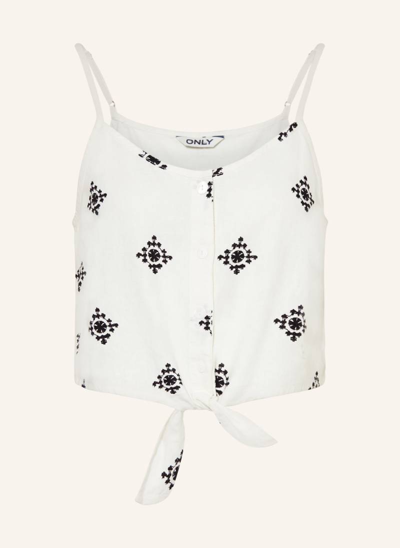 Only Cropped-Top Mit Leinen weiss von Only